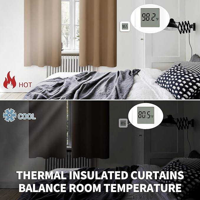 BGment Blackout Curtains for Living Room - Grommet Thermal Insulated Room Darkening Curtains for Bedroom, 2 Panels of 42 x 84 Inch, Taupe