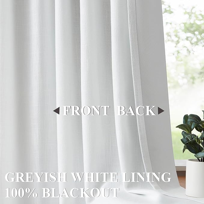 Vision Home White Pinch Pleated Full Blackout Curtains 60 inch Wide Thermal Insulated Window Panels 95 inch for Living Room Bedroom Room Darkening Pinch Pleat Drapes with Hooks Back Tab 60" Wx95 Lx1