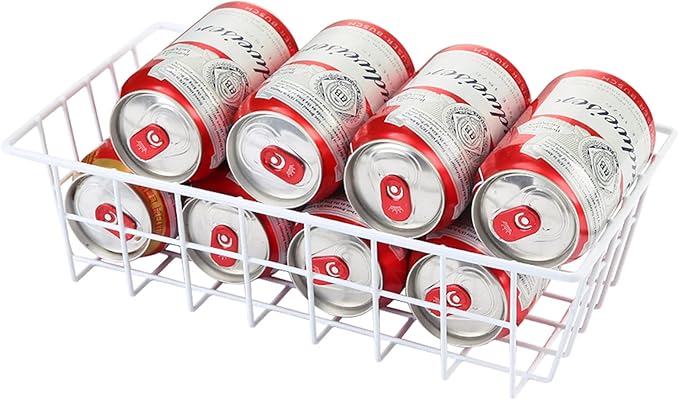 Orgneas Freezer Organizer Bins Metal Wire Storage Baskets for Upright Refrigerator Chest Freezer, Kitchen Pantry Storage and Organization for Fruit Vegetable Soda Cans Toys and Snacks, Set of 6