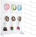Peg Board Display Stand with 15 Hooks, Tabletop Metal Pegboard Shelf for Craft Shows & Fairs, Retail Stores, Vendors Arts and Crafts Finishing - 17x13Inch & White
