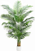 Artificial Palm Tree 7FT Faux Plants Indoor Tropical Fake Palm Tree Areca Floor Plant in White Pot with 18 Trunks & Real Bark Design, Faux Palm Plant for Outdoor Patio Home Room Office Decor