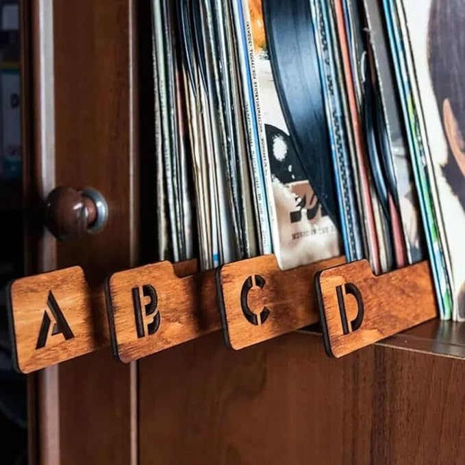 Vinyl Record Dividers, Alphabetical Vinyl Record Storage Dividers A-Z, 26 Record Rack Organization Guides, Album Box Collection Bins for Music Lovers