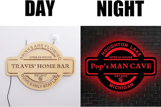 Custom Name Date Neon Sign, Home Bar Led Sign, Personalized Neon Light for Man Cave Decor