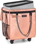 (Medium) Fanwoli Reusable Grocery Bag On Wheels with Removable Liner | Wrinkle-Resistant Fabric | Enhanced Stability Wheels & Extended Handle | Foldable Shopping Trolley for Laundry, Carries Up to 66L