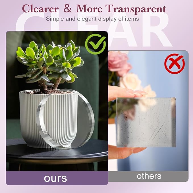 Acrylic Base Stand 4 Pieces Acrylic Blocks for Display 4 X 4 X 1 Inch Clear Polished Block Round Cube Riser Display Pedestal Stands for Jewelry Perfume Ring Collection Props Cake