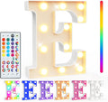 Pooqla Colorful Light Up Letters with Remote, Upgraded 35 Colors LED Marquee Letters, RGB Lighted Letter for Girls Teenager Gift, Birthday, Party, Wedding, Night Light, Room, Bedroom Decor, Letter E