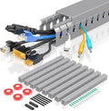 Open Slot Wire Duct Kit, 125.6"(8 x 15.7) Server Rack Cable Management, Cable Management Raceway for Hide Network HDMI VGA Cable, Wiring Raceway Cable Duct, Desk Wire Channel, 8 Pack, Grey
