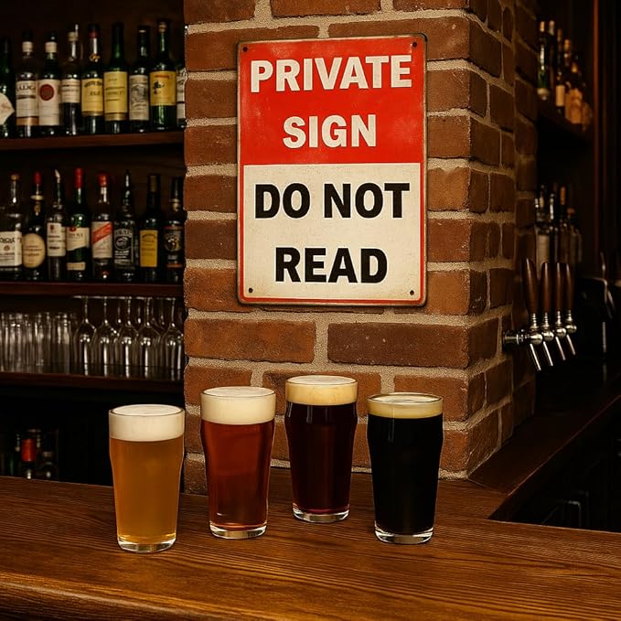 Private Sign Do Not Read Oops Too Lates Funny Tin Metal Sign 12x8 Inch - Retro Vintage Wall Art Decor for Home or Garage (NOread)