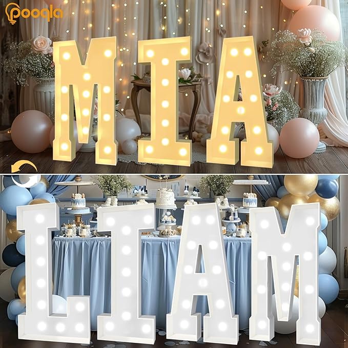 Pooqla 4 FT Marquee Light Up Letters, Cool White and Warm White Marquee Letter 4 Feet Tall, Giant LED Sign Big Mosaic Letter I for Balloons Birthday Party Anniversary Wedding Decorations