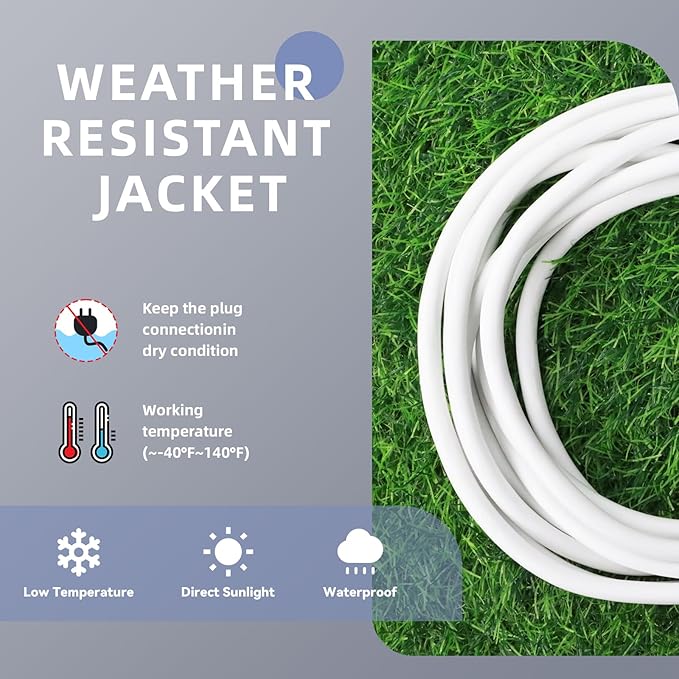 EP 10 Ft Outdoor Extension Cord, 12/3 SJTW Heavy Duty Extension Cable with 3 Prong Grounded Plug, 15 AMP Power Cord for Lawn, Garden, Appliances, White