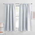 PONY DANCE Short Window Curtain Panels 45 inch Long - Rod Pocket Room Darkening Drapes for Bedroom Dorm Storage Door Kitchen Basement Farmhouse Decor, Greyish White, W 34 x L 45 inches, 2 Panels