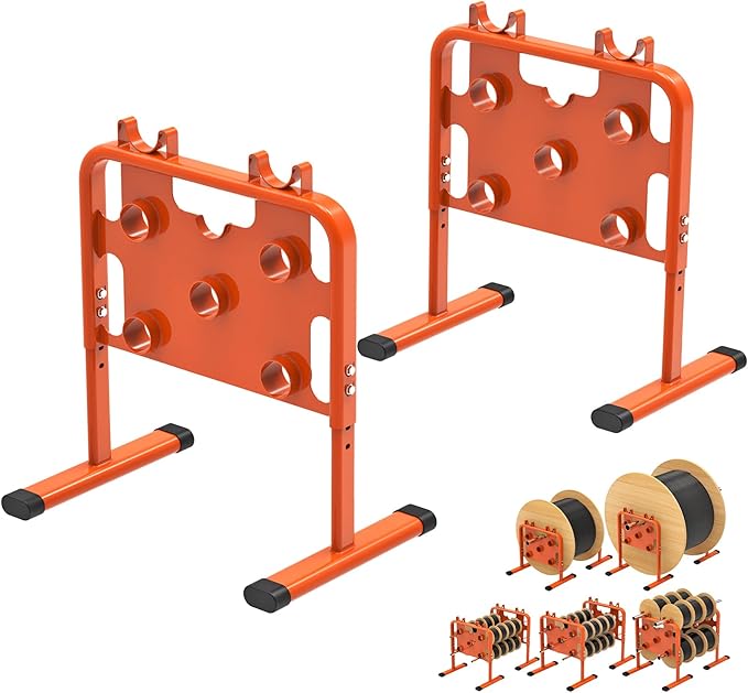 SELEWARE Heavy-Duty Adjustable Wire Dispenser – Professional Welded Steel Wire Spool Rack, Portable Cable Caddy for Spools Up to 33" in Diameter, Supports 800 lbs