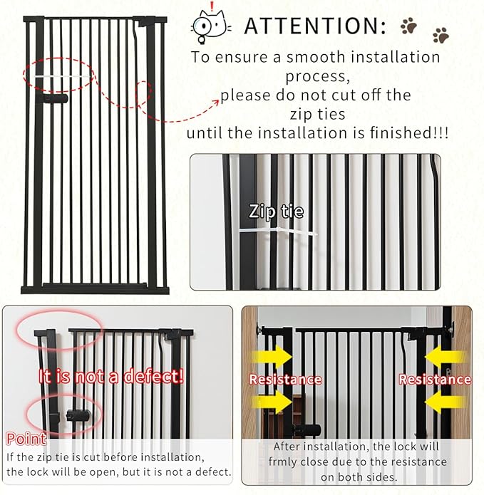 Lumizone Extra Tall Cat Gate 55.12" High Pressure Mounted Extra Wide 2025 New (17 Sizes) 1.37" Gap No Drilling Auto-Close One-Handed Operation Tall Pet Gate for Dogs(Black, 55.12" H x 84.45"-88.57" W)