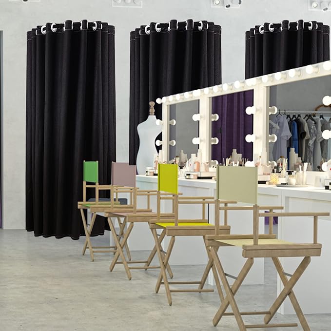 Fitting Room for Boutique, Portable Dressing Room Clothing Store, U-Shap Changing Room with Shading Curtain Privacy Screen for for Retail Store Kiosk Shop (Size:80x85x200cm,Color:Black)