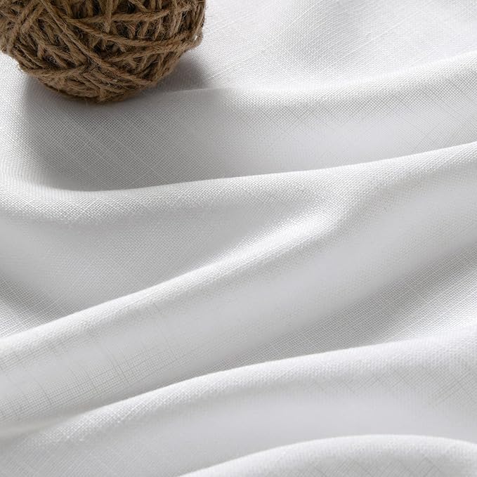 White Linen Curtains 108 Inches Long 2 Panels Back Tab Rod Pocket Modern Farmhouse Linen Light Filtering Curtains White Extra Long Semi Sheer Curtain Drapes for Living Room Bedroom 9Ft 60x108