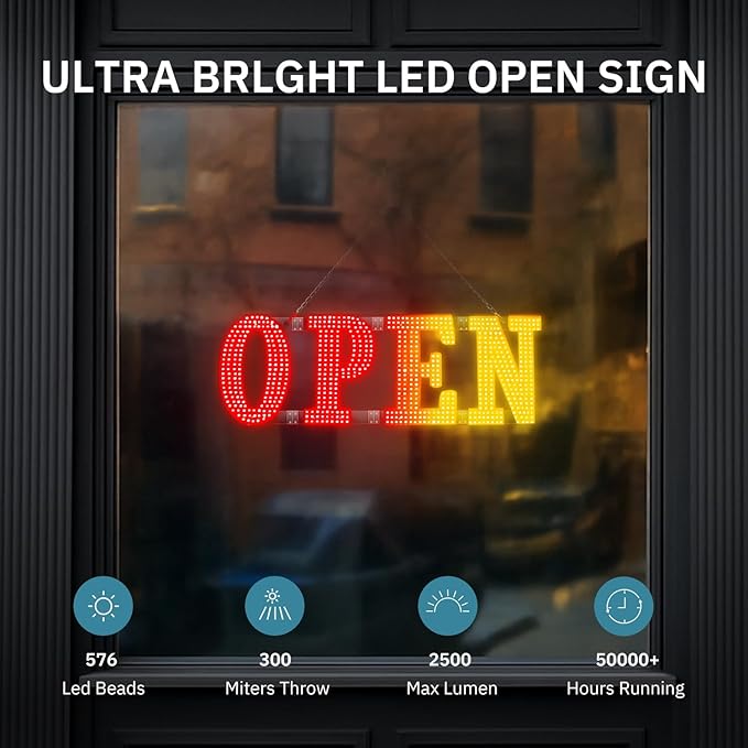 48"x16" Large Open Sign Led for Buisness with Remote Smart APP - Timer and Adjustment Brightness &Color, Open Closed Sign for Bar Store Restaurant Office Hotel Salon
