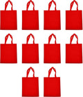 DISCOUNT PROMOS Cotton Canvas Tote Bags Set of 10, Bulk Pack - Reusable, Great for Shopping, Grocery, Beach, Picnic, Wedding Favors - Red