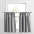 PONY DANCE Half Window Curtains - Kitchen Tiers Short Length Rod Pocket Valances Thermal Insulated Drapes for Nursery/Bathroom, 34 W x 36 L, Silver Grey, 2 Panels