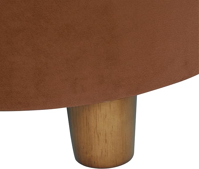 HomePop Home Decor | Upholstered Round Storage Ottoman | Ottoman with Storage for Living Room & Bedroom, Spice Orange Velvet Large