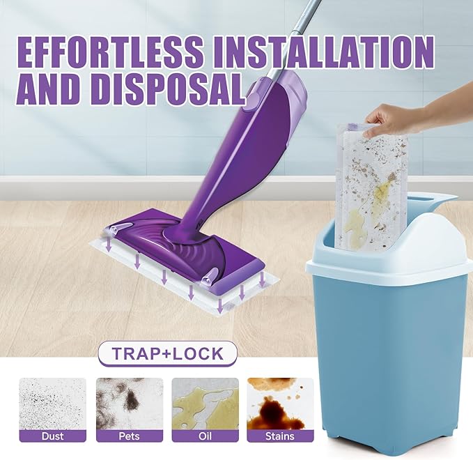 50 Count for Swiffer Wet Jet Pads, Disposable Wet Jet Pads, for Swiffer Wet Pads Refill for Spray Mop, All-Floor Cleaning Pads Safe for Hardwood & Multi-Surface