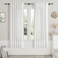 White Linen Curtains 63 Inches Long for Bedroom Back Tab Light Filtering Privacy Sheer Curtains Modern Farmhouse Coastal Decor White Cotton Textured Gauze Curtain for Bathroom 2 Panel Set 42x63