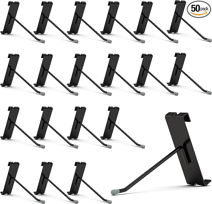 HUHOLE Gridwall Hooks 4 Inch, 50PC Display Hooks for Grid Wall, Hook for Grid Wall Panel, Black