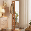 WoodsWhisper Full Length Mirror Coat Rack Solid Wood Floor Mirror 66"x12" Full Length Mirror with Stand Long Mirrors for Bedroom,Living Room