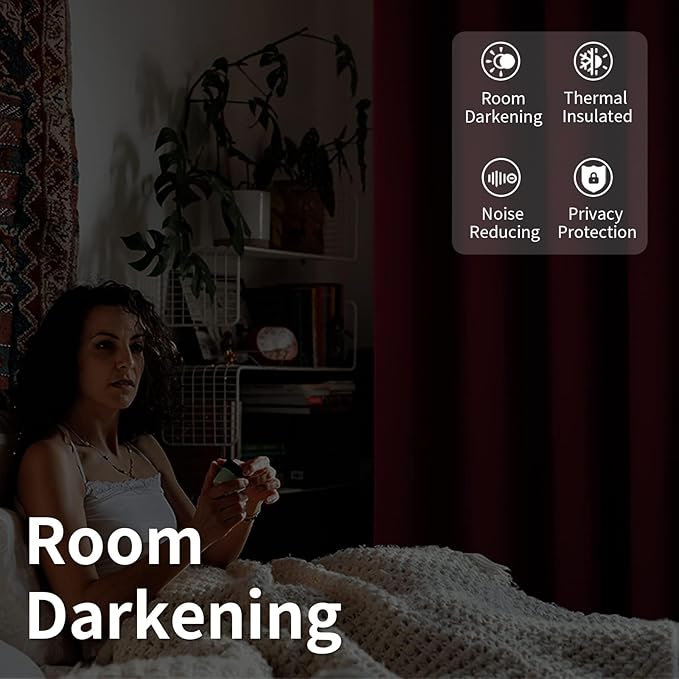 BGment Christmas Red Sliding Door Curtain 108 Inch Long - Wide Room Darkening Room Divider Curtain for Bedroom Privacy Themral Insulated Grommet Room Separator Curtain, 1 Panel, 100 X 108