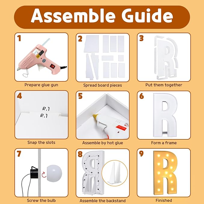 imprsv Marquee Light Up Letters Kit, 4FT, Customizable Mosaic Alphabet Balloon Frames, Party Decoration Arch Kit, Letter R