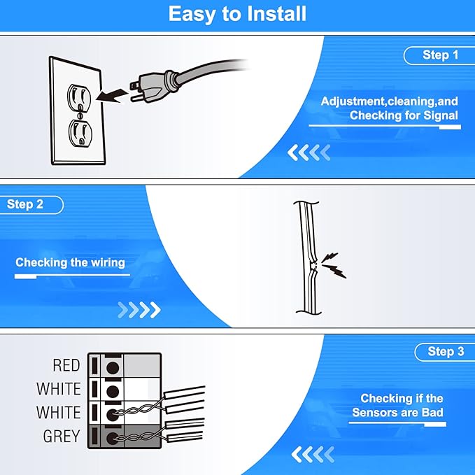 Garage Door Sensor Beam Eyes with Bracket & Cover, Garage Door Safety Sensor Replacement Parts Compatible with Liftmaster/Sears/Craftsman After 1997 (41A5034, 801CB-P)