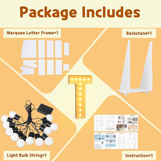 imprsv Light Up Letters, 4FT Marquee Letters for Birthday Wedding Engagement Party Decor, Large Marquee T for Party Decoration Arch Kit Decorations