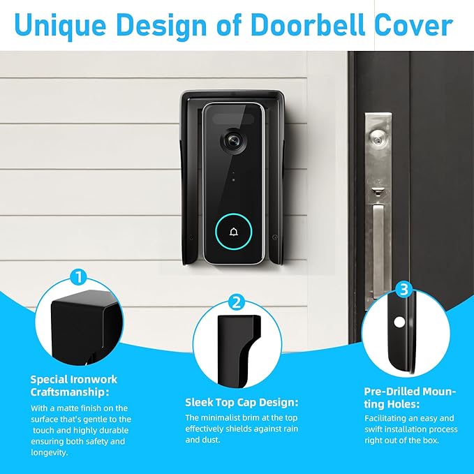 Doorbell Rain Cover,Ring Doorbell Cover,Waterproof Doorbell Anti-Glare Cover,Doorbell Rain Shield/Protector/Plate/Guard,Suitable for Access Control Keypad，Fingerprint Lock，Outdoor Keypad (5.8*2.6IN)
