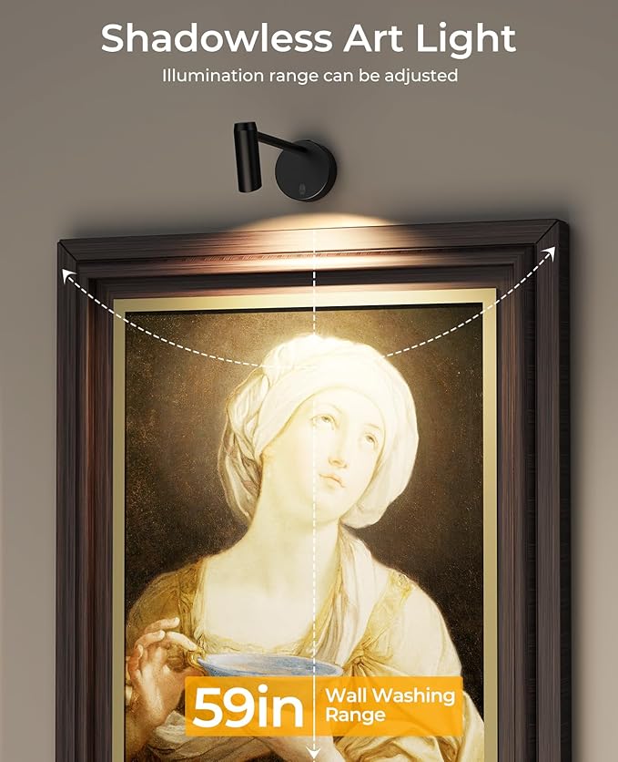 Picture Light for Wall, Battery Operated Art Light for Paintings CCT Dimmable Recharging Gallery Battery Wall Light with Remote Control for Living Room Gallery Dartboard Art Bathroom