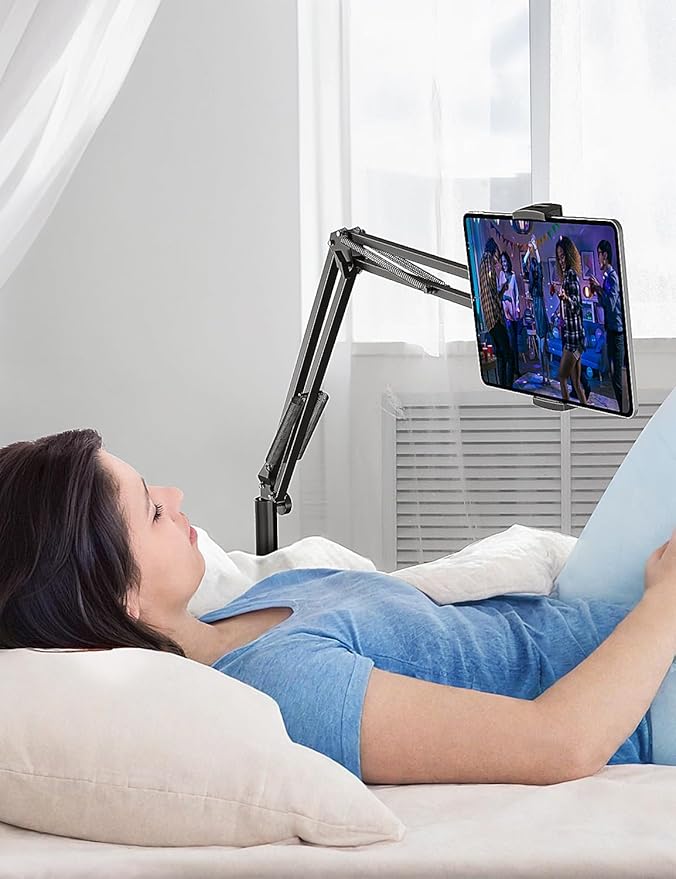 Tablet Floor Stand with 4.2LB Base,Overhead Bed Phone Stand Angle Height Adjustable Tablet Holder Bed,Phone Stand for iPad/iPhoneX/iPad Pro Air Mini, Samsung Tab,E-Readers…