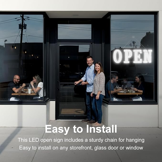 30" x 10" Large LED Open Sign with Remote Control High Bright Visibility Business Open Sign 14 Mode Suitable for Shop, Bar, Hotel, Retail and Restaurant