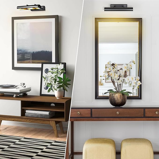 24in Modern Bronze Picture Lights for Wall, 4-Light Black Picture Light, Indoor Artwork Lighting, Accent Light for Living Room, Bookcase, Library Display (Includes Bulbs)