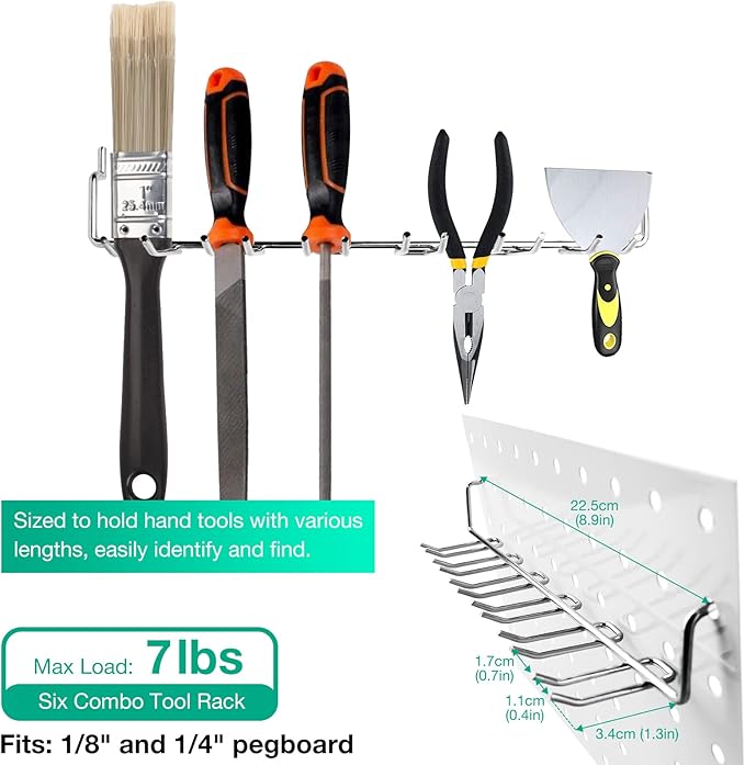 G.CORE 12 Pack Pegboard Tool Utility Hooks, 1/4" Heavy Duty Metal Peg Board Hooks for Hanging Tools, Wall Organizers and Storage Pegboard Accessories for Garage Workbench Workshop Craft Room Office