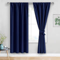 JIUZHEN Blackout Curtains for Bedroom - Thermal Insulated Room Darkening Rod Pocket Curtains for Living Room, Set of 2 Panels with Tiebacks, 52 x 72 Inch Length, Navy Blue