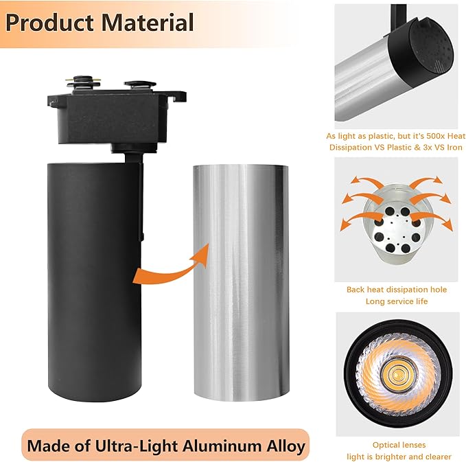 Ultra-Bright Black H Type Track Lighting Kit 6000K Cool White, 12 Heads 20W 2400lm with 13.1FT Track Rails, Dimmable Plug in LED Track Lights Modern Indoor Spotlight Fixture