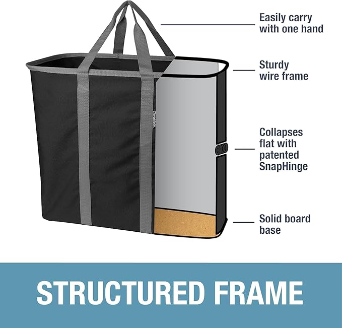 CleverMade Collapsible Laundry Caddy - Denim Shadow Gray 2Pack 64L - Foldable Storage Organization Container for Clothes Laundry Room Storage Solution