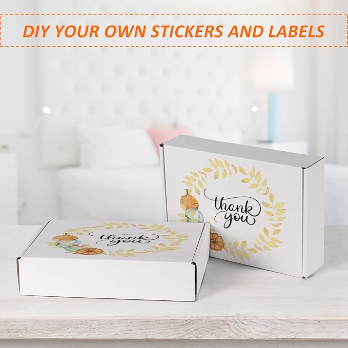 HORLIMER 9x6x2 inches Shipping Boxes Set of 50, White Corrugated Cardboard Box Literature Mailer