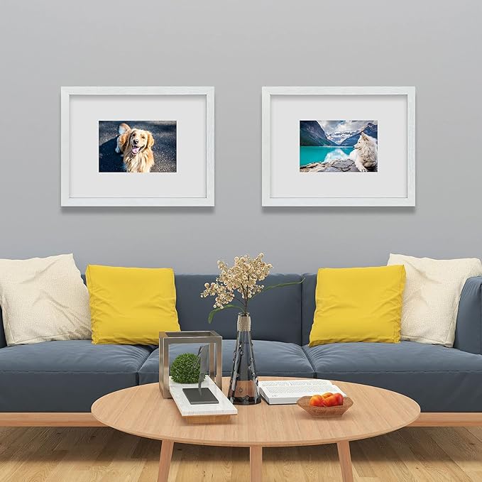VCK 18x24 Poster Frame White with Polished Plexiglass Set of 5 Picture Frames Horizontal and Vertical Formats with Included Hanging Hardware