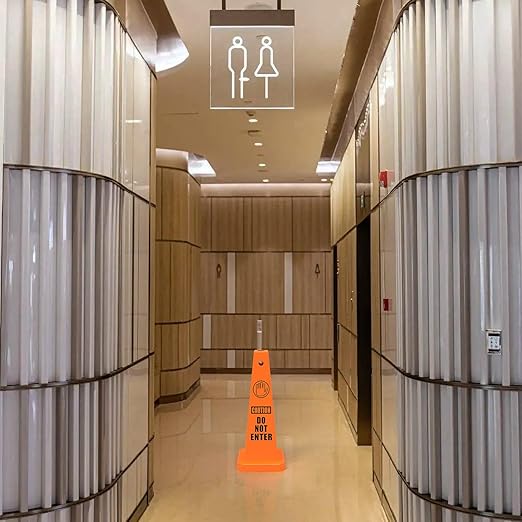 Plastic Traffic Cones, 4-Sided Message Cones, Road Safety Parking Cones, Standing Traffic Warning Signs for Cleaning Area, Garage, No Entry (4, Do Not Enter, Large)