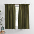 PONY DANCE Blackout Curtains & Drapes - Black Out Window Curtain Home Decoration Thermal Insulated Light Block Drapes for Christmas New Year, 52 by 54 inches, Olive Green, Set of 2