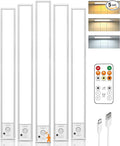 Under Cabinet Lights,80 LED Motion Sensor Light Indoor,4000mAh USB Rechargeable Closet Lights with Remote Control,3 Color Temps Wireless Under Counter Lights for Bedroom,Kitchen,Stairs,5 Pack