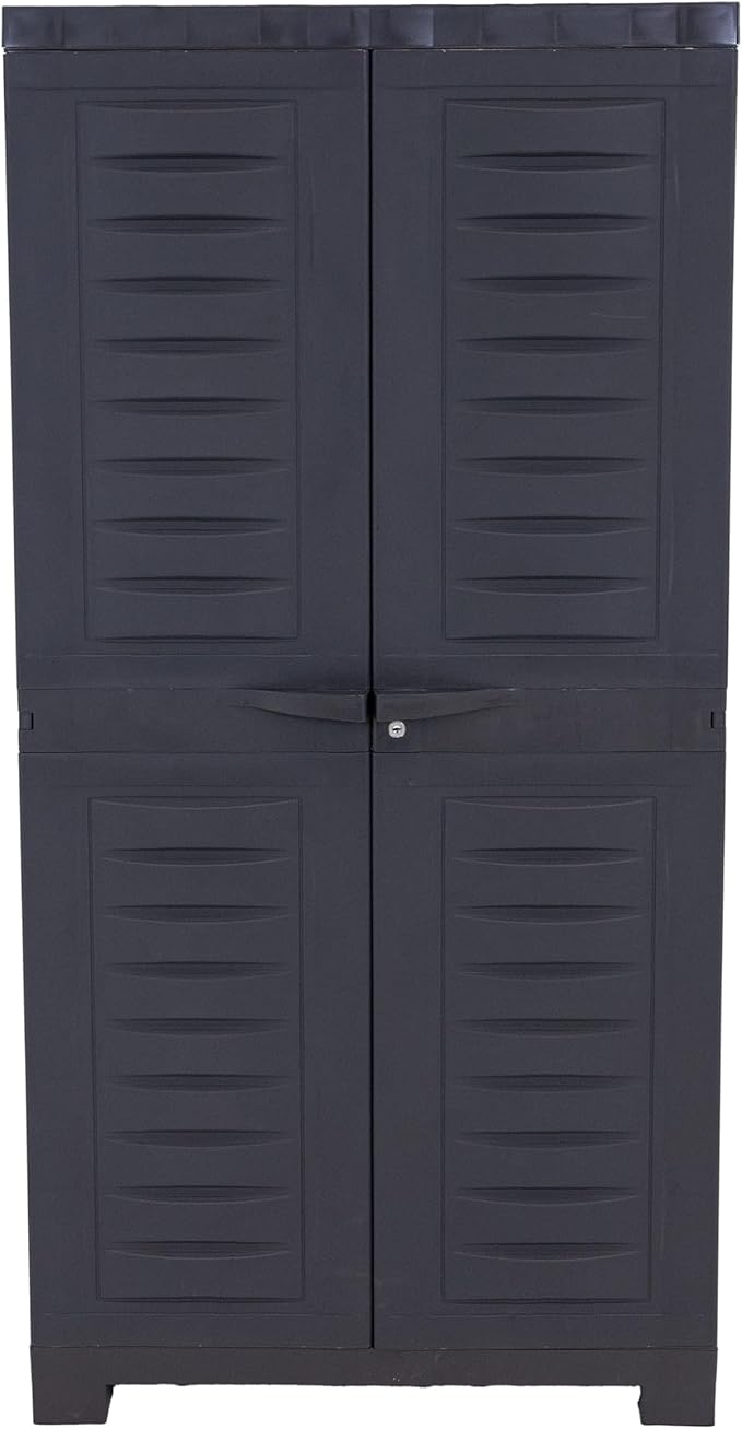 Sunnydaze Storage Cabinet - Plastic Storage Cabinet - 48.75" H - Garage, Office, Home, Laundry Room