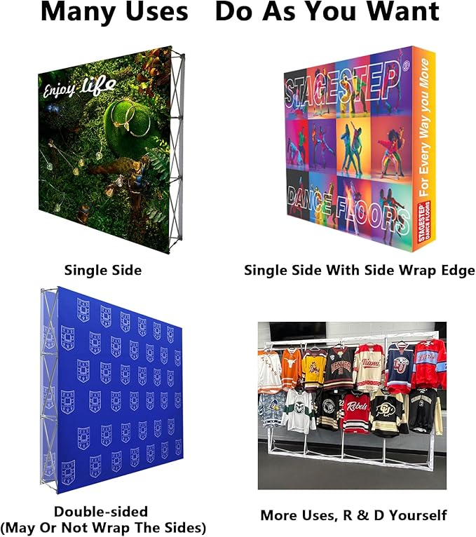 Portable Collapsible Pop Up Trade Show Display Backdrop Stand, A Folding Tension Fabric Holder For Tradeshow Booth Exhibition Wedding Conference Party Event 7.5x7.5FT(Frame Only)