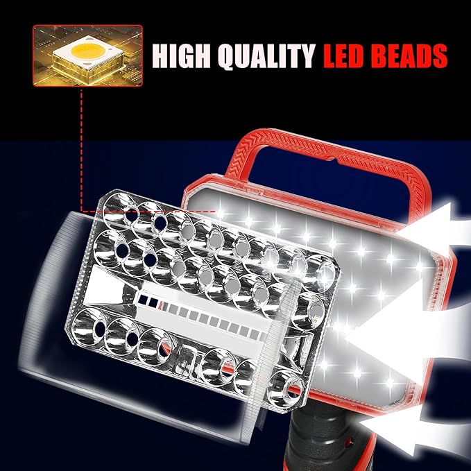 Cordless LED Work Light for Craftsman 20V Battery, 2000LM Portable Handheld Flashlights Tool with USB Port and 3 Brightness Modes for Camping, Fishing, Job Site, Indoor & Outdoor Use