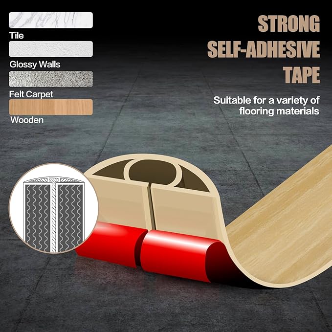 Floor Cord Cover Self Adhesive Cord Hider,10FT Cable Management, Extension Strip Protector for Wires, Prevent Cable Trips for Offices, Gyms, Exhibitions Cavity:0.39"(W) x0.27(H) WoodLightyellow