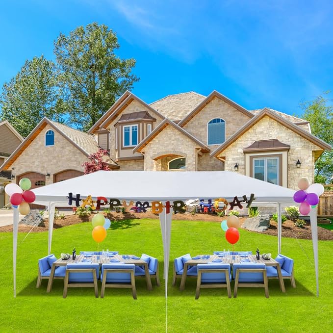 10x20 FT Party Tent, Outdoor Wedding Tents for Parties, Canopy Event Tent Without Removable Sidewalls, Waterproof Gazebo Shelter for Birthday Parties, Weddings, BBQs & Events (10X20FT-0Sides White)